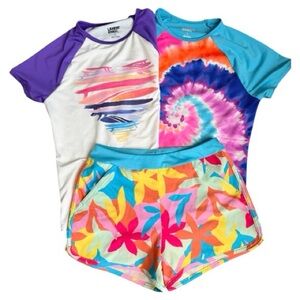 Lands' End Kids Swim Bundle- Colorful Tie-Dye and Floral M 10-12